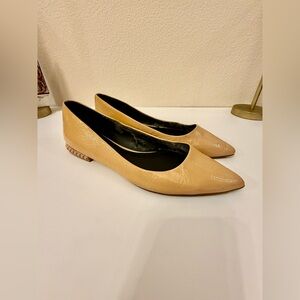 Rebecca Minkoff Fallon Nude Crinkled Patent Flats Stud Heel 8.5M $225